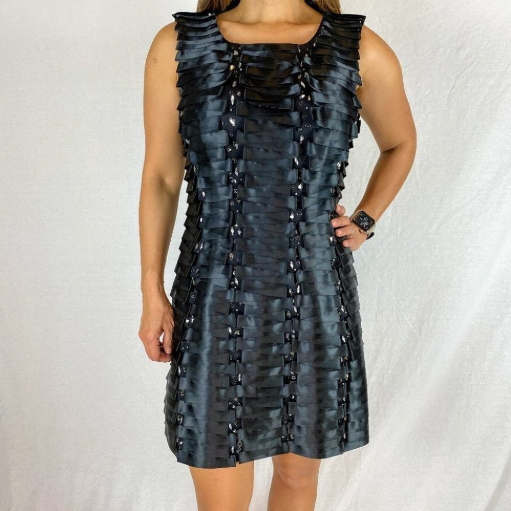 Julian Joyce Black Embellished Sleeveless Cocktail Dress